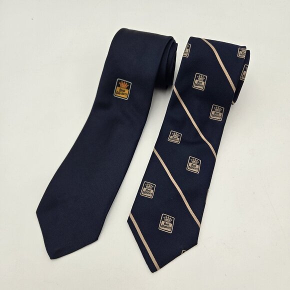 Pair Of Two The Competitor Best Western Ties Vintage Hotel Gold Crown Navy Blue - Picture 1 of 8